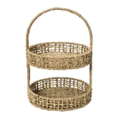 Household Essentials 15" Seagrass 2-Tier Tray
