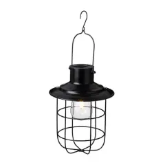Glitzhome&reg; 10" Wire Solar Powered Outdoor Hanging Lantern Black