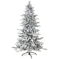 9ft. Pre-Lit Real Touch&trade; Elite Flocked Calgary Pine IPT Artificial Christmas Tree, Dual Color LED Lights
