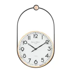 28" Suspended Hanging Wall Clock with Light Brown Woodgrain Frame
