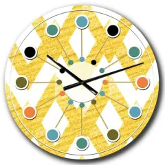 Designart 'Gold Glittering Lines Pattern Mid-Century Modern Wall Clock