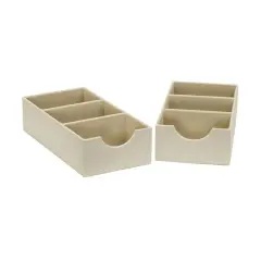 Household Essentials 3-Compartment Drawer Organizers, 2ct. White