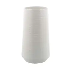 Silver Porcelain Contemporary Vase, 12" x 6" x 6"