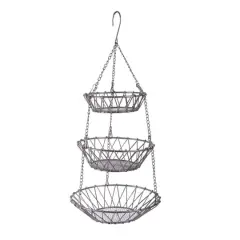 DII&reg; Satin Nickel 3-Tier Hanging Fruit Basket