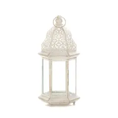 16'' Sublime Distressed White Lantern