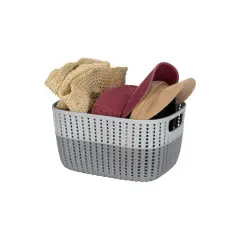 Simplify Medium Gray 2-Tone Decorative Storage Basket