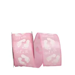 Reliant 2.5" x 20yd. Wired Pink Pitter Patter Ribbon