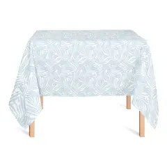 58" Blue Palm Leaf Pattern Tablecloth