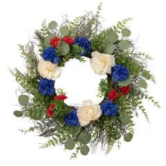 24" Americana Mixed Foliage & Florals Wreath