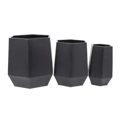 Black Modern Planter, Set of 3" 20", 16", 11"