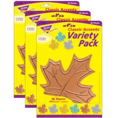 Trend Enterprises&reg; I Heart Metal Leaves Classic Accents&reg; Variety Pack, 3 Packs of 36