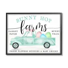 Stupell Industries Bunny Hop Farms Sign Easter Egg Green Truck Framed Giclee Art Black