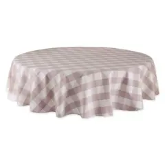 DII&reg; 70" Buffalo Check Round Tablecloth Dusty Lilac and White