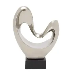 14" Porcelain Modern Abstract Sculpture Silver