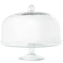12" Clear Glass Cake Stand with Glass Dome