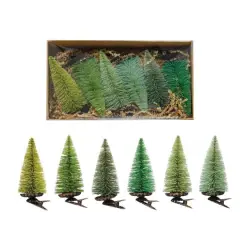 Hello Honey&reg; Green Sisal Bottle Brush Tree Clip-on Ornaments Boxed Set