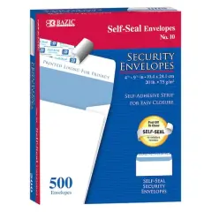 BAZIC&reg; #10 Self-Seal Security Envelopes, 500ct.
