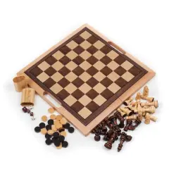 Toy Time Deluxe 3-in-1 Wooden Board Games Set