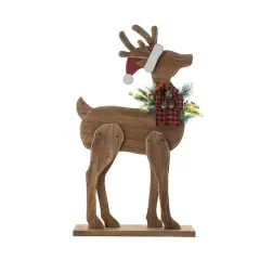 Glitzhome&reg; 36'' Chunky Wood Reindeer Porch D&eacute;cor