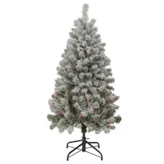 4.5ft. Pre-Lit Flocked Madison Pine Artificial Christmas Tree, Multicolor Lights