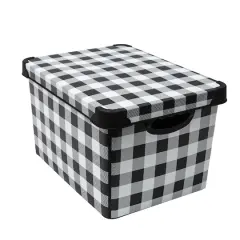 Simplify Checkered Black & White Storage Tote Bin
