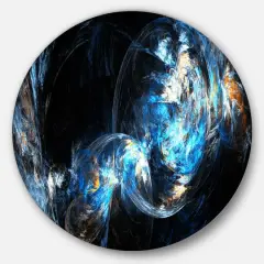 Designart - Colored Smoke Blue' Abstract Circle Metal Wall Art