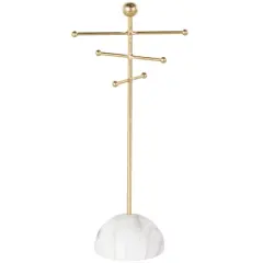13" Gold Metal 6-Slot Jewelry Stand with White Base