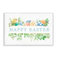 Stupell Industries Floral Happy Easter Framed Giclee Art White