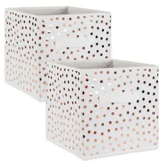 DII&reg; 13" Nonwoven Polyester Small Dots Storage Cubes, 2ct. White/Copper