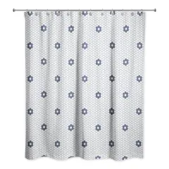 Floral Tile Pattern 71" x 74" Shower Curtain