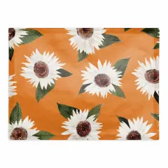 White Flowers 18" x 14" Cotton Twill Placemat