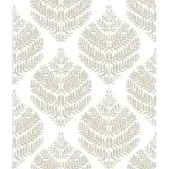 RoomMates Hygge Fern Damask Peel & Stick Wallpaper Taupe and White