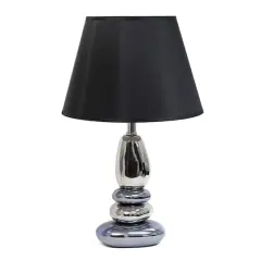 Elegant Designs&trade; 21.5" Chrome and Metallic Blue Stones Table Lamp with Black Shade