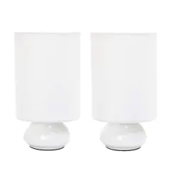 Simple Designs&trade; Gemini Colors 2-Pack Mini Touch Table Lamp Set White and White