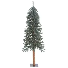 5ft. Pre-Lit Natural Bark Alpine Artificial Christmas Tree, Warm White LED Lights