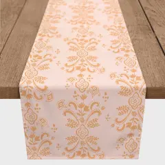 90" Floral Crest Cotton Twill Table Runner Orange