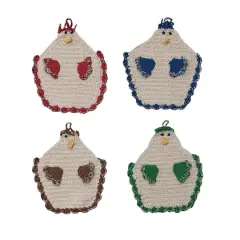 Hello Honey&reg; Multicolor Cotton Crocheted Chicken Pot Holders Set