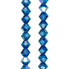 Preciosa Glass Crystal Bicone Beads, 4mm by Bead Landing&trade; Capri Blue AB