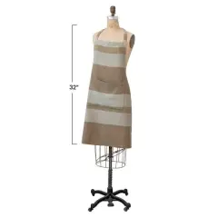 Hello Honey&reg; Gray & Brown Striped Cotton Waffle Weave Apron