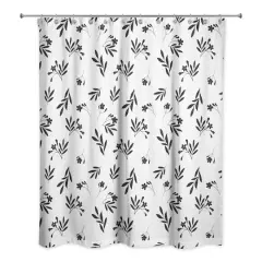 Simple Black Floral 71" x 74" Shower Curtain