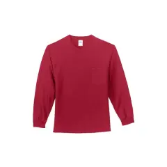Port & Company&reg; Tall Long Sleeve Essential Pocket T-Shirt Red