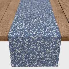Delicate Floral Cotton Twill Runner Navy