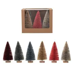 Hello Honey&reg; 6.5" Multicolor Sisal Bottle Brush Tree with Wood Base Set