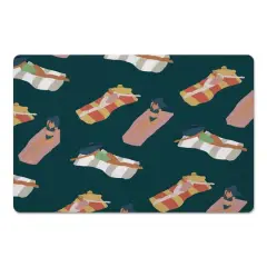 Navy Sun Bathers Pattern Floor Mat