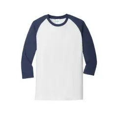 Port & Company&reg; Core Blend 3/4-Sleeve Raglan Tee White/Navy