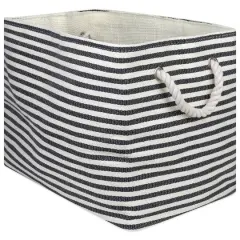 DII&reg; Large Pinstripe Rectangle Woven Paper Storage Bin Black