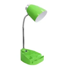 LimeLights 18.5" Gooseneck Organizer Desk Lamp with Tablet Stand Green