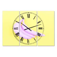 Designart 'Pink Banana Oversized Modern Multipanel Wall Clock