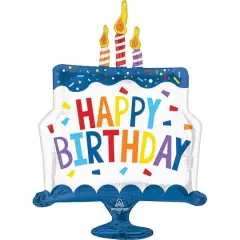 SuperShape&reg; XL&reg; 29" Happy Birthday Tiered Cake Foil Balloon