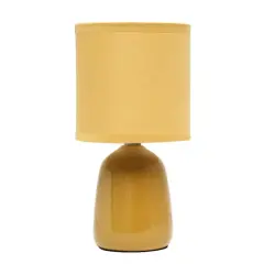 Simple Designs 10" Thimble Base Ceramic Table Lamp Mustard Yellow